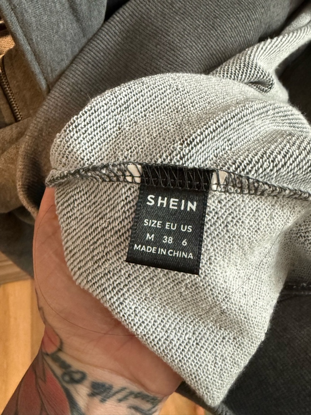 SHEIN Gray Zip-Up Mock Neck Sweater - Picture 3 of 3